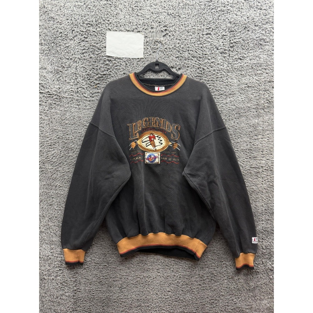 Vintage Legends Football Club Embroidered Fleece Sweatshirt Black Size L/XL
